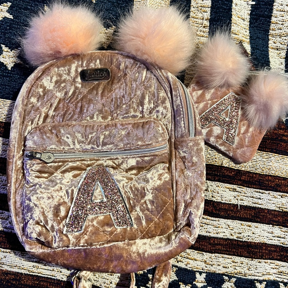 Justice backpack purse and wallet
